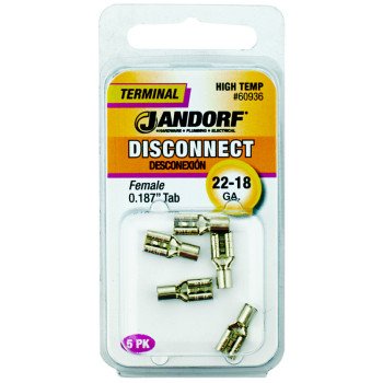 Jandorf 60936 Disconnect Terminal, 22 to 18 AWG Wire, 5/PK