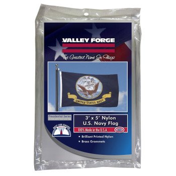 Valley Forge BTUSNV3 Military Navy Flag, Nylon, Dark Blue Background, 5 ft L, 3 ft W
