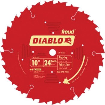 Diablo D1024X Circular Saw Blade, 10 in Dia, 5/8 in Arbor, 24-Teeth, Carbide Cutting Edge