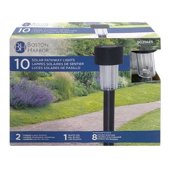 Boston Harbor 26077 Solar Stake Light, NI-Mh Battery, Button Cell Battery, 1-Lamp, Plastic Fixture, Black