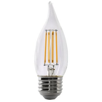 Feit Electric BPEFC40/927CA/FIL/2 LED Bulb, Decorative, Flame Tip Lamp, 40 W Equivalent, E26 Lamp Base, Dimmable, Clear, 2/PK