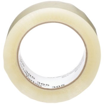 3M Tartan 305-48X100-CLR Sealing Tape, 100 m L, 48 m W, Polypropylene Backing, Clear/Tan