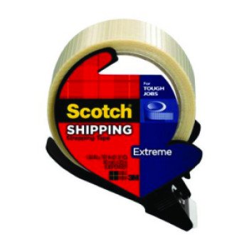 Scotch 8959-RD Shipping/Strapping Tape, 21 yd L, 1.9 in W, Fiber Yarns Backing, Clear