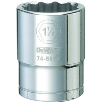 DEWALT DWMT74596OSP Drive Socket, 1-1/8 in Socket, 3/4 in Drive, 12-Point, Vanadium Steel, Polished Chrome