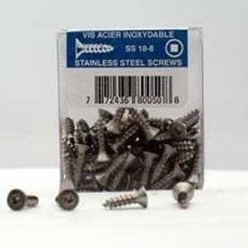 Reliable FKAS8112VP Screw, 1-1/2 in L, Flat Head, Square Drive, Self-Tapping, Type A Point, Stainless Steel, 100 BX