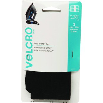 VELCRO Brand One Wrap 90700 Fastener, 7/8 in W, 23 in L, Nylon/Polypropylene, Black