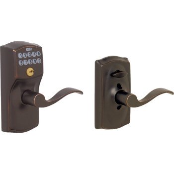 Schlage FE Series FE595VCAM/ACC 716 Electronic Entry Lock, Wave Design, Aged Bronze, Residential, 2 Grade, Metal