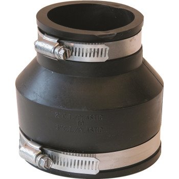 Fernco P1056-32 Flexible Coupling, 3 x 2 in, PVC, Black, 4.3 psi Pressure