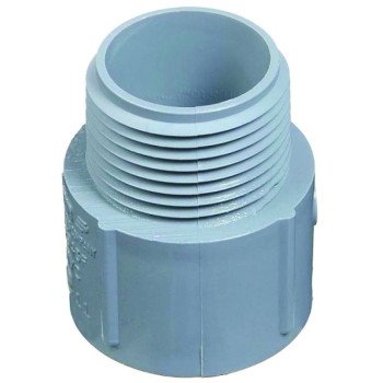 Carlon E943HR-CTN Terminal Adapter, 1-1/2 in MPT x Socket, 2.18 in Dia, 2.1 in L, PVC, Gray