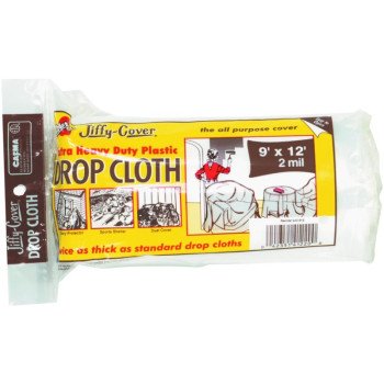 Warp's 2JC-912 Drop Cloth, 12 ft L, 9 ft W, Plastic, Clear