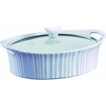 Corningware 1105935 Casserole Dish with Lid, 2.5 qt Capacity, Stoneware, French White, Dishwasher Safe: Yes