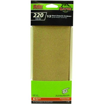 Gator 5040 Sanding Sheet, 3-2/3 in W, 9 in L, 220 Grit, Extra Fine, Aluminum Oxide Abrasive, Paper Backing