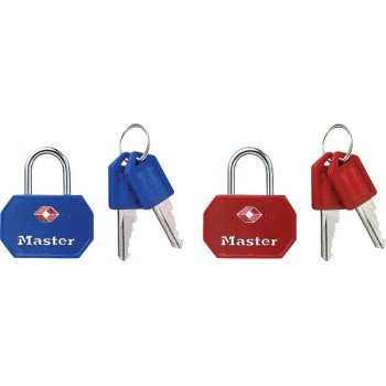 Master Lock 4681TBLK Luggage Lock, Keyed Alike Key, 3/32 in Dia Shackle, Steel Shackle, Steel Body, 1-1/4 in W Body