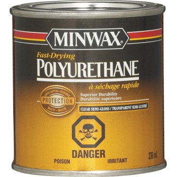 Minwax 305014444 Fast-Drying Polyurethane, Semi-Gloss, Liquid, Clear, 236 mL