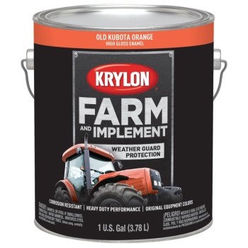 Krylon K01978000 Farm Equipment Paint, High-Gloss Sheen, Old Kubota Orange, 1 gal, 50 to 200 sq-ft/gal Coverage Area