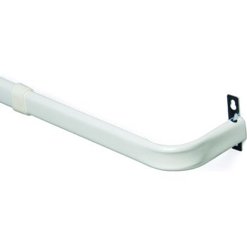 Kenney KN511 Curtain Rod, 1 in Dia, 28 to 48 in L, Steel, White