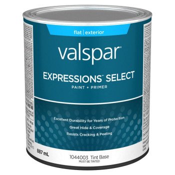 Expressions Select 029.1044003.005 Exterior Latex Paint and Primer, Acrylic, Flat, Tint Base, 1 qt