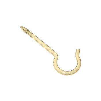 National Hardware V2041 N192-278 Ceiling Hook, 25 lb Working Load, #6, Brass