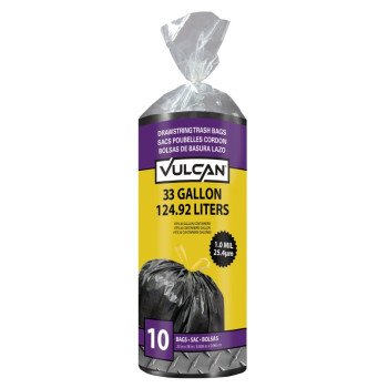 Vulcan FG-O3812-02 Trash Bag, 33 gal, Black