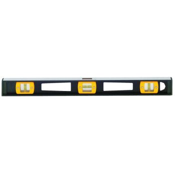 Johnson 3724 I-Beam Level, 24 in L, 3-Vial, 1-Hang Hole, Non-Magnetic, Aluminum, Black