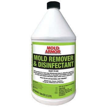 Mold Armor FG550 Mold Remover and Disinfectant, 1 gal, Liquid, Benzaldehyde Organic, Clear