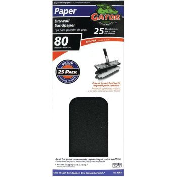 Gator 3310 Sanding Sheet, 11 in L, 4-3/8 in W, 80 Grit, Coarse, Silicone Carbide Abrasive