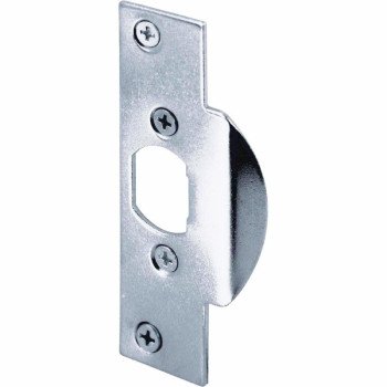 Defender Security U 9474 Door Strike Plate, 4-1/4 in L, 1-1/8 in W, Steel, Chrome