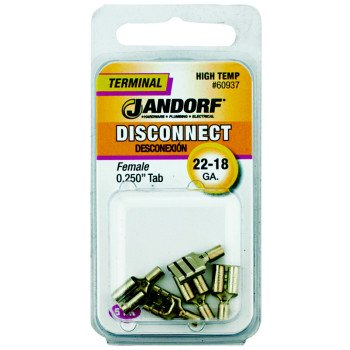 Jandorf 60937 Disconnect Terminal, 22 to 18 AWG Wire, 5/PK