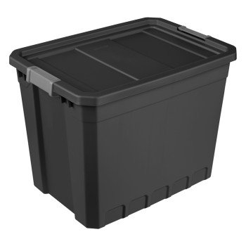 Sterilite 14889004 Stacker Tote, Plastic, Black, 25-3/4 in L, 18-3/8 in W, 19-3/8 in H