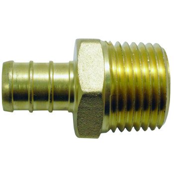 Apollo APXMA1212 Pipe Adapter, 1/2 in, PEX x MPT, Brass, 200 psi Pressure