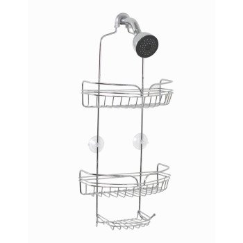 Zenna Home 7529S Shower Head Caddy, 2-Shelf, Steel, Chrome, 10.13 in OAW, 23-3/4 in OAH, 5.63 in OAD