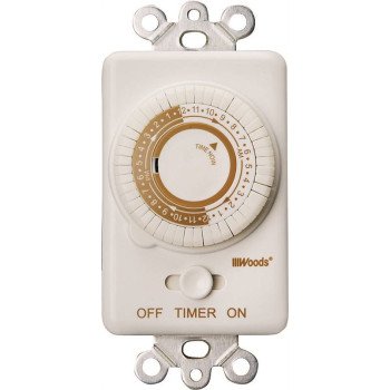 Woods 59745 Mechanical Timer, 20 A, 125 V, 2500 W, 24 hr Time Setting, 24 On/Off Cycles Per Day Cycle, White