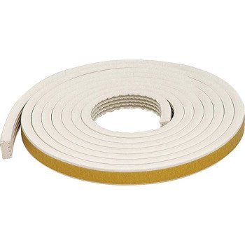 M-D 63669 Weatherstrip Tape, 19/32 in W, 10 ft L, EPDM Rubber, White