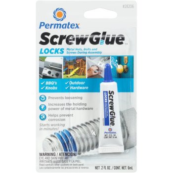 Permatex ScrewGlue 28206 Screw Locking Glue, 0.2 oz, Tube, Liquid, Blue