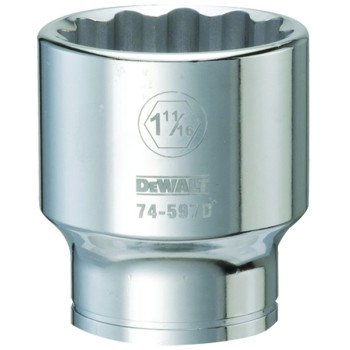 DEWALT DWMT74597OSP Drive Socket, 1-11/16 in Socket, 3/4 in Drive, 12-Point, Vanadium Steel, Polished Chrome