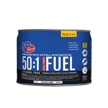 VP Racing Fuels 62325 2-Cycle 50:1 Ethanol-Free Premix Fuel, Aromatic Hydrocarbon, Blue, 2.5 gal Pail