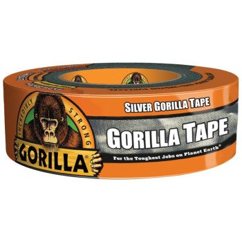 Gorilla 105634 Duct Tape, 30 yd L, 1.88 in W, Polyethylene Backing, Silver