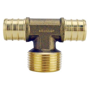 Apollo APXMT34 Pipe Tee, 3/4 in, Barb x MPT x Barb, Brass, 200 psi Pressure