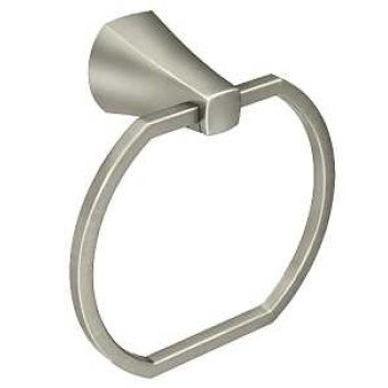 Moen Lindor MY8786BN Towel Ring, 5-7/16 in Dia Ring, Aluminum/Zinc, Brushed Nickel, Wall Mounting