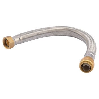 SharkBite U3088FLEX15LF Braided Flexible Water Heater Connector, 3/4 in, FIP, Stainless Steel, 15 in L