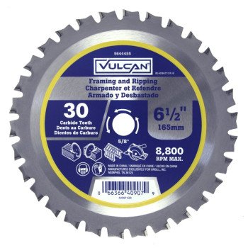 Vulcan 409071OR Circular Saw Blade, 6-1/2 in Dia, 5/8 and 13/16 Diamond in Arbor