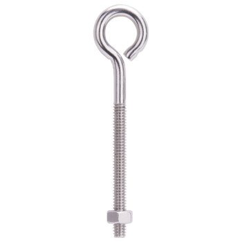 ProSource LR295 Eye Bolt, 6 mm Thread, Machine Thread, 2-1/4 in L Thread, 15/16 Dia Eye, 182 lb Working Load