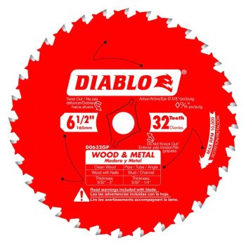 Diablo D0632GPA Circular Saw Blade, 6-1/2 in Dia, 32-Teeth, TiCo Cutting Edge