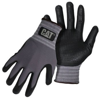 Cat CAT017419X Gloves, XL, Knit Wrist Cuff, Nitrile Coating, Nylon, Gray