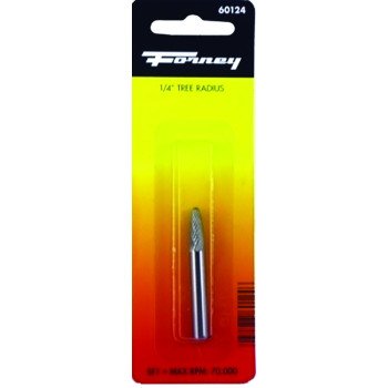 Forney 60124 Burr, 1/4 in Dia Cutting, 1/4 in Shank, Tree Radius Shank, Tungsten Carbide Cutting Edge