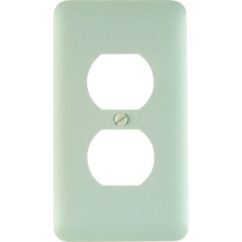 Amerelle 935DW Receptacle Wallplate, 5 in L, 2-13/16 in W, 1 -Gang, Steel, White