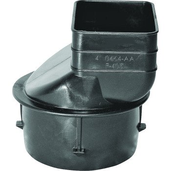 ADS 0464AA Downspout Adapter, 4 x 3-1/4 x 2-1/2 in Connection, Pipe End, Polyethylene, Black