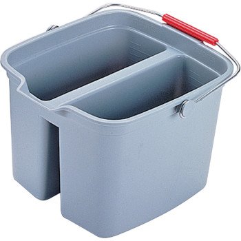 Rubbermaid 261700GRAY Double Bucket, 17 qt Capacity, Rectangular, Plastic Wringer, Gray