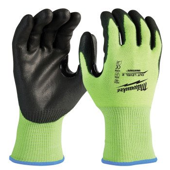 Milwaukee 48-73-8922 Dipped Gloves Unisex, L, Elasticated Knit Cuff, Nitrile Coating, Polyurethane Glove, Yellow