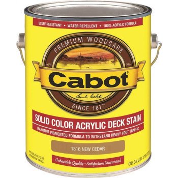 Cabot 1800 Series 140.0001816.007 Solid Color Decking Stain, Low-Lustre, New Cedar, Liquid, 1 gal, Can